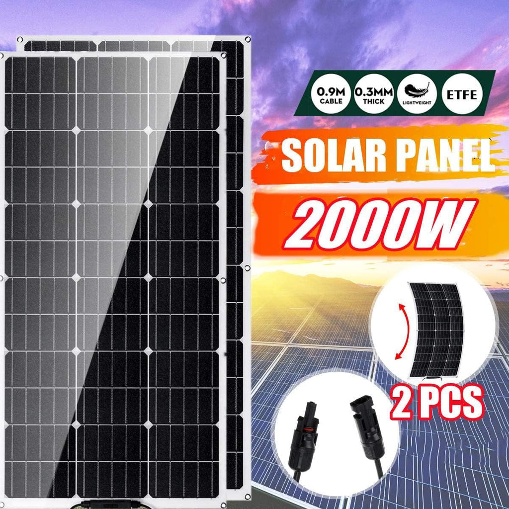 2000W 1000W Solar Panel Flexible Solar Cell 18V ETFE DIY Cable Waterproof Outdoor Car RV Rechargeable Power System for Car RY,1000w
