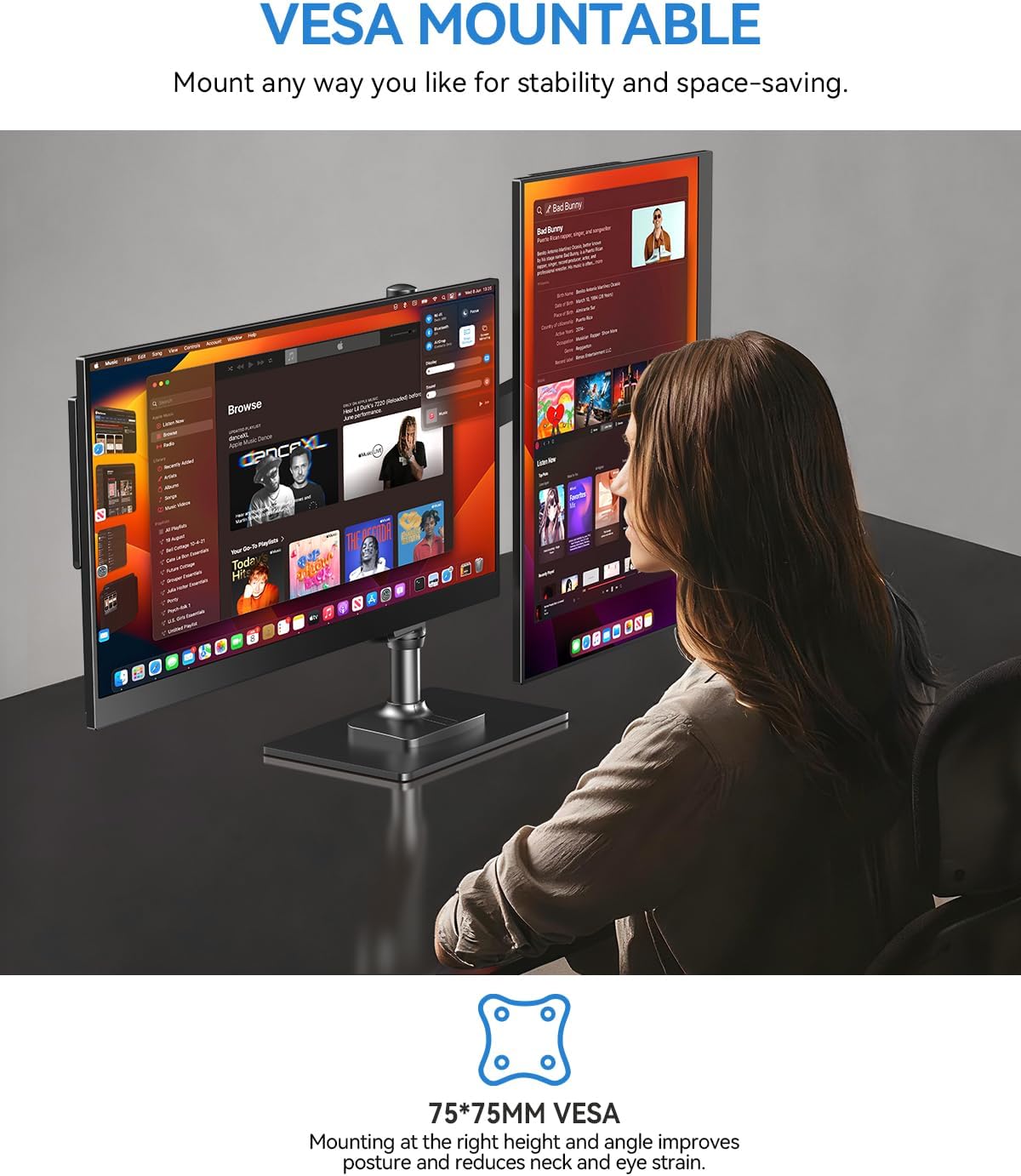 UPERFECT 17.5' Portable Monitor 1920×1200 FHD 16:10 IPS 125% sRGB 400 nits USB-C & HDMI Laptop Extender with 180° Adjustable Stand, Travel Second Screen for MacBook, PC, Phone & Gaming