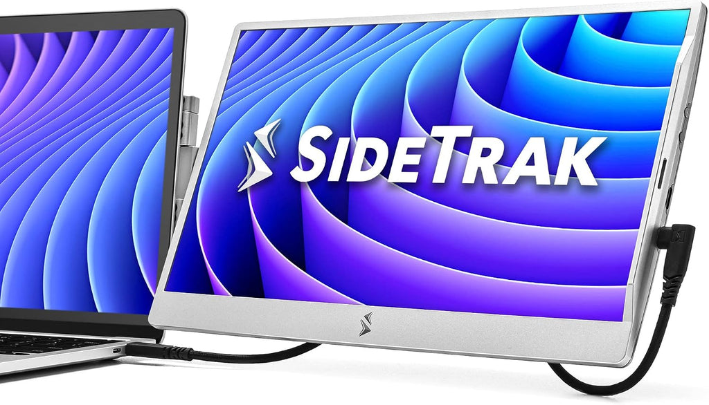 SideTrak Swivel 14' Patented Attachable Portable Monitor for Laptop | FHD TFT Laptop Dual Screen | Mac, PC & Chrome Compatible | Fits All Laptops | Powered by USB-C® or Mini HDMI (Light Silver)