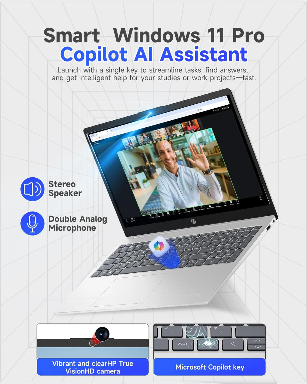 HP 2025 15.6' Touchscreen Business Laptop, AMD Ryzen 7 7730U (8-Core, Beats i7-1355U), 32GB RAM 1TB SSD, Numeric Keyboard, Copilot Key, Wi-Fi 6, Windows 11 Pro, w/AI Voice Recorder