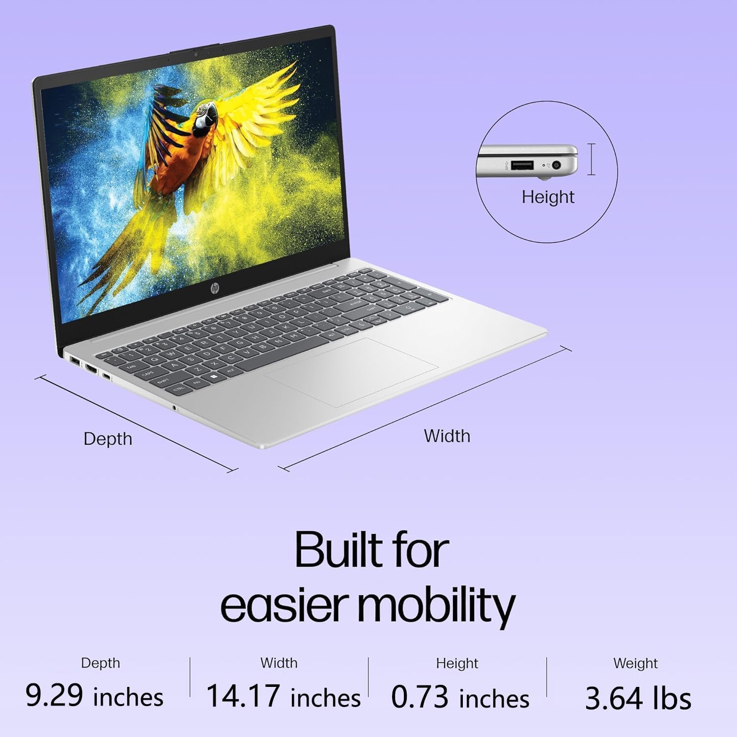 HP 15.6 inch Laptop, FHD Display Computer, Intel Quad-Core Processor, (16GB RAM 512GB PCIe SSD), WiFi 6, BT 5.3, HDMI, Type-C, Webcam, Natural Silver, Windows 11 Home (Renewed)