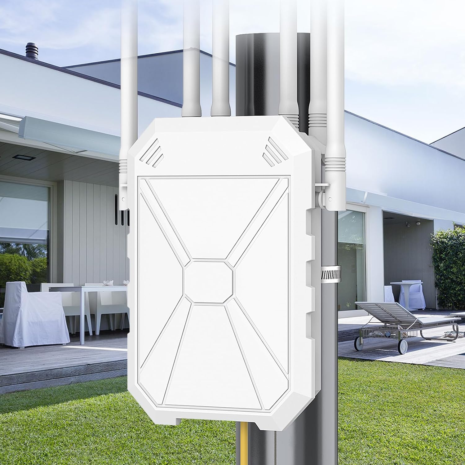 AX3000 WiFi Extender Signal Booster Outdoor WiFi 6 Extender, Wireless Gigabit Access Point Outdoor, IP67 Weatherproof, with PoE, for Starlink, Camera, Garage, Farm, Yard, RV, Campsite
