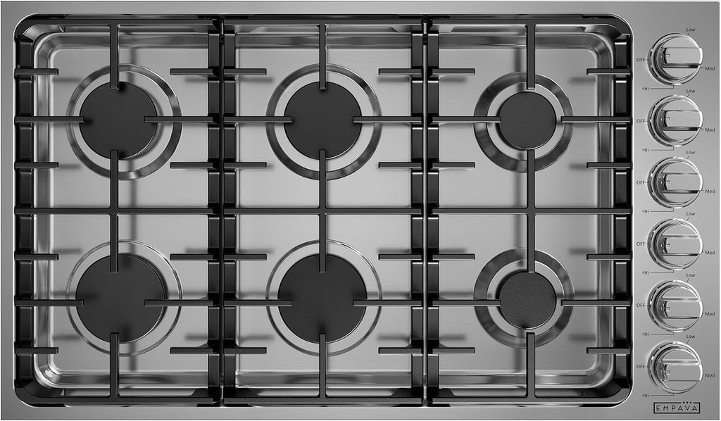 Empava 36 Inch Gas Cooktop,6 World-Class SABAF Burners Made in Italy,Stainless Steel Stove Top Bulit-in,Certified by CSA,for Homes, kitchens
