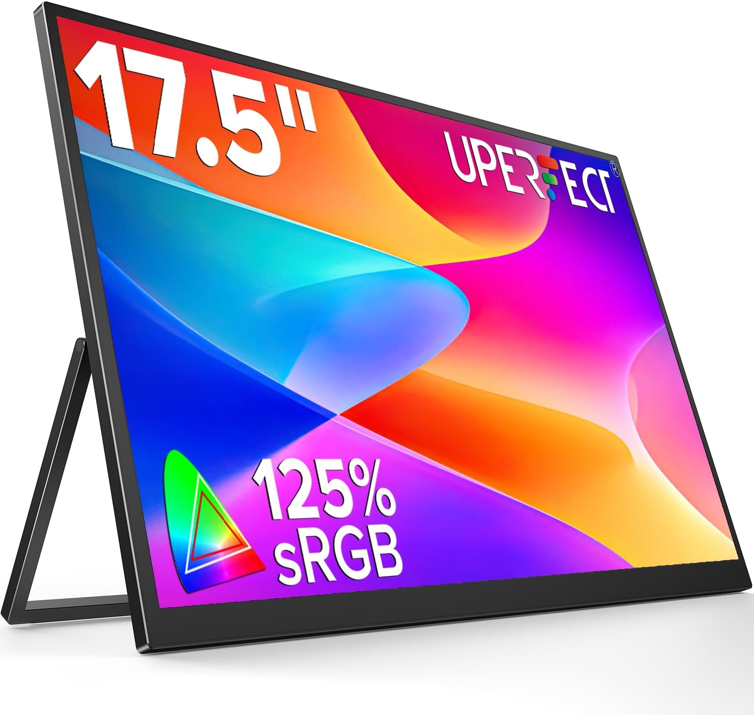 UPERFECT 17.5' Portable Monitor 1920×1200 FHD 16:10 IPS 125% sRGB 400 nits USB-C & HDMI Laptop Extender with 180° Adjustable Stand, Travel Second Screen for MacBook, PC, Phone & Gaming