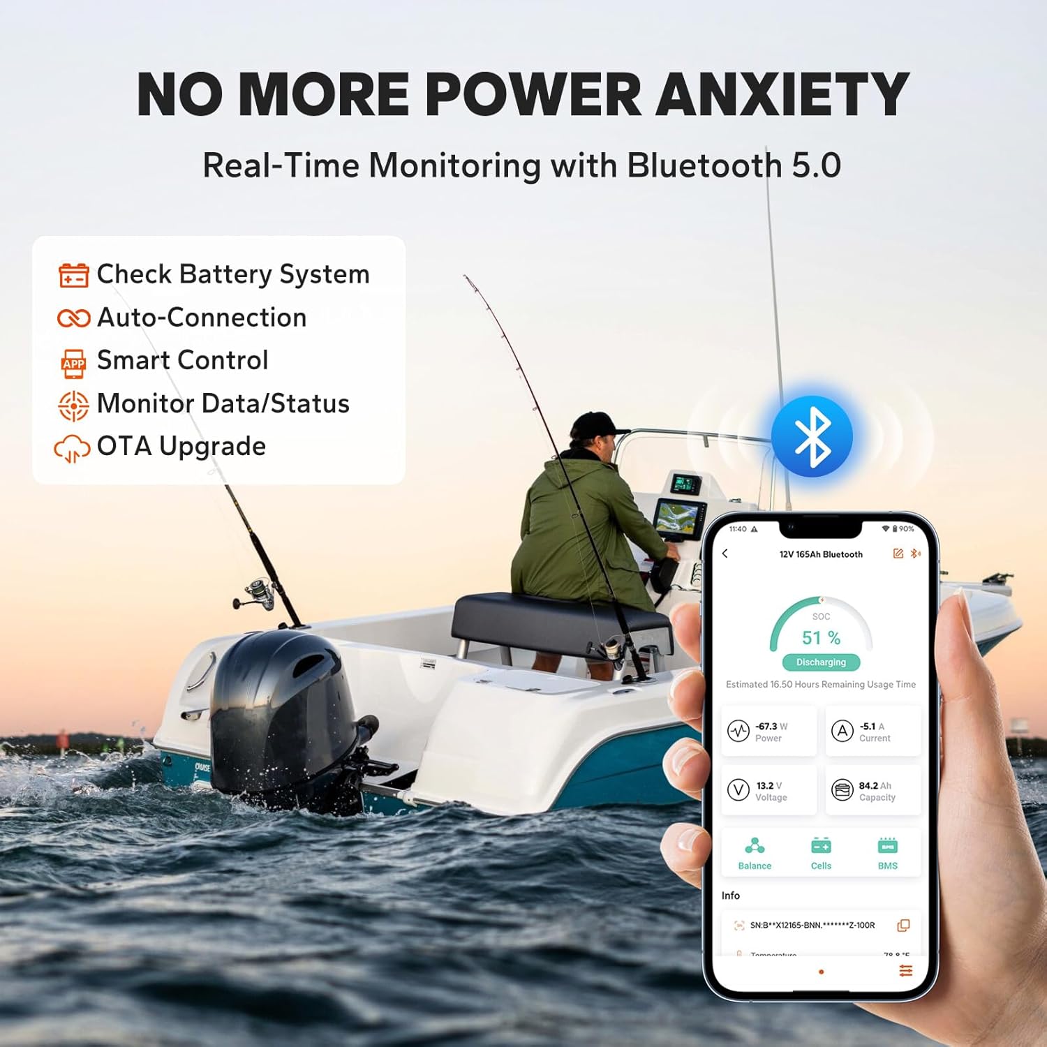 LiTime 12V 165Ah Dual Purpose Lithium Marine Starting & Storage Battery (1200CCA), Group 31 Deep Cycle LiFePO4 Cranking Battery for Boat, Compatible with Yamaha, Mercury, Honda, Suzuki, Evinrude
