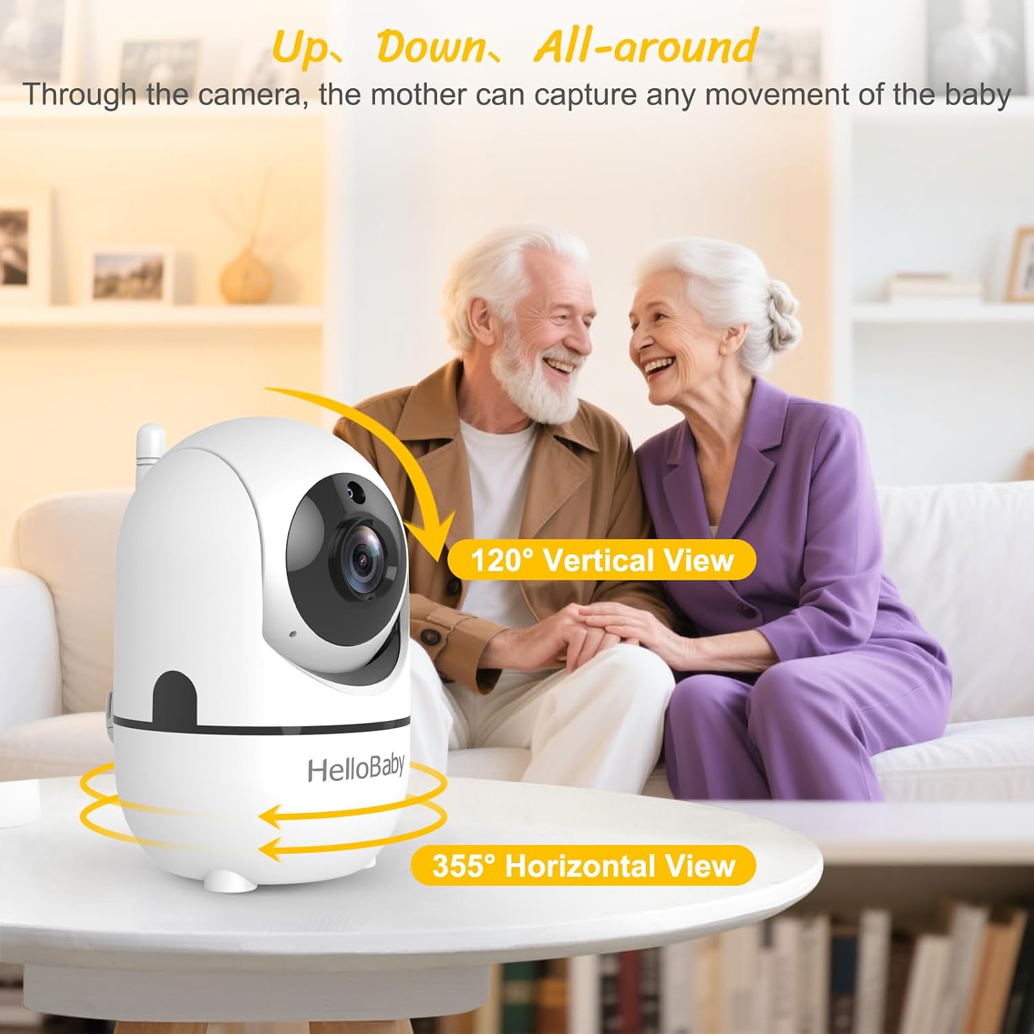 HelloBaby Baby Monitor with 2 Cameras, 6' World First Split Screen, No WiFi, 30H Battery, 355° Pan-Tilt-Zoom, Night Vision, VOX, 8 Lullabies, Temperature Alert, 1000ft Range, Portable for Travel