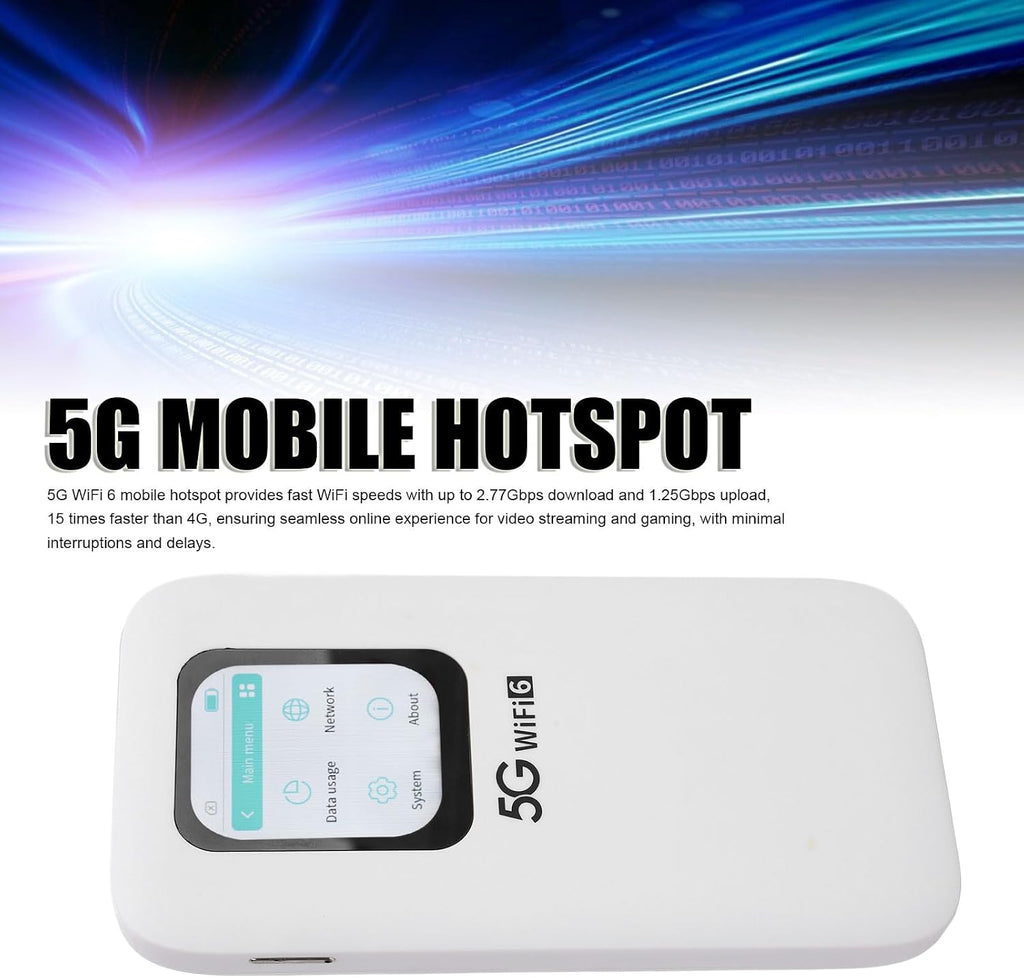 5G Wi Fi 6 Mobile Hotspot, Connects Up to 16 Devices, Portable Band Wi Fi Device, Pocket Hotspot Router with Nano SIM Card Slot, 7100mAh Battery for Travel Business