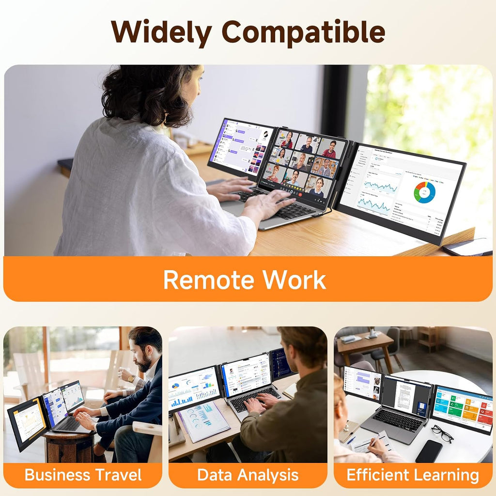 ROYY 14' Double Laptop Screen Extender, 0.18' Ultra-Thin Portable Monitor, FHD 1080P Dual Computer Screen, Plug & Play USB-C/HDMI/H5, Travel Monitor Compatible with Windows, Mac, Android, Switch, PS5