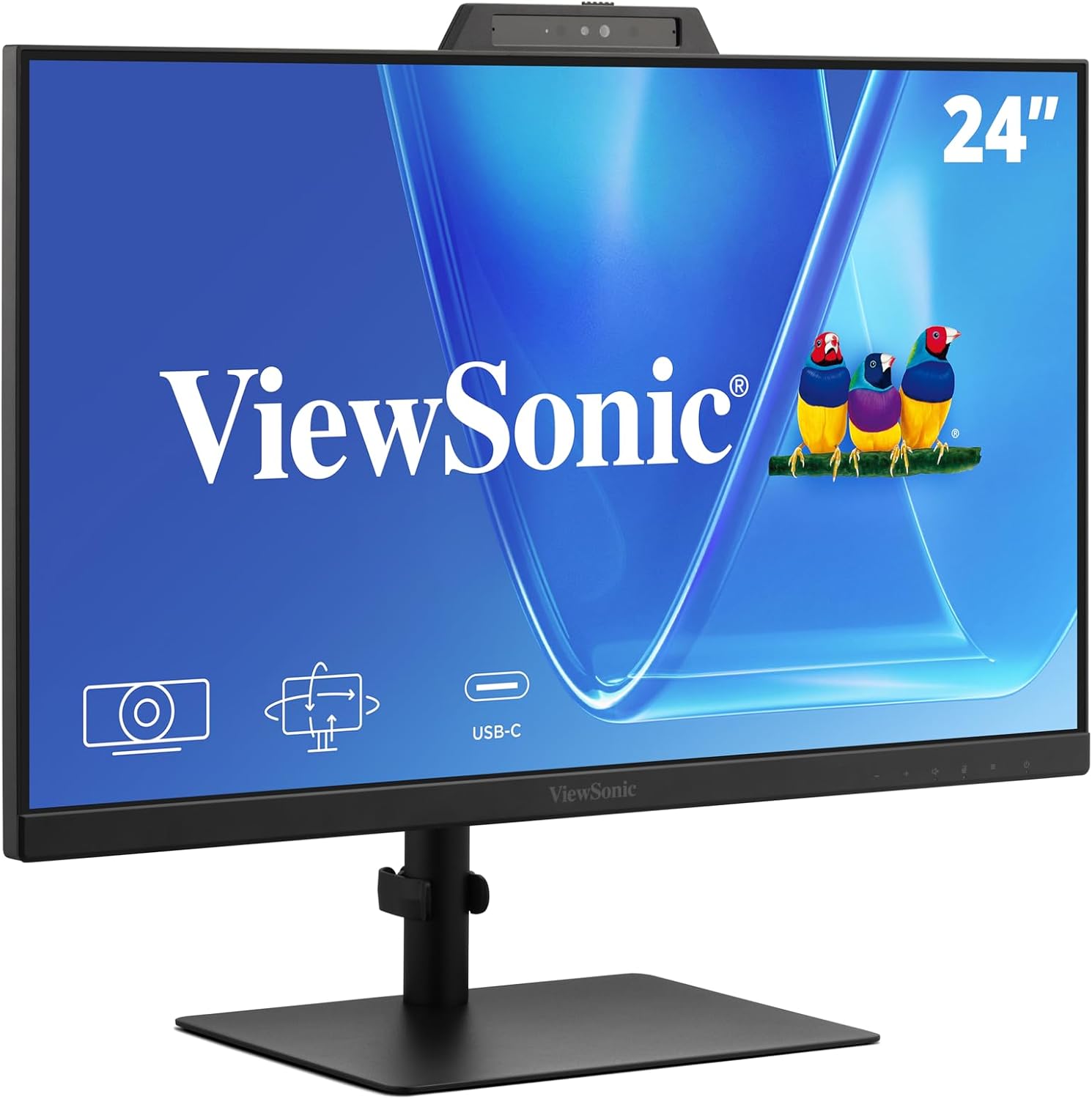 ViewSonic VG2441V 24 Inch 1080p Monitor, IPS Display with Windows Hello, Built-in Microphone, and IR 5MP Webcam for Smooth Video Conferencing, Advanced Ergonomics, USB-C, HDMI, and DisplayPort Inputs