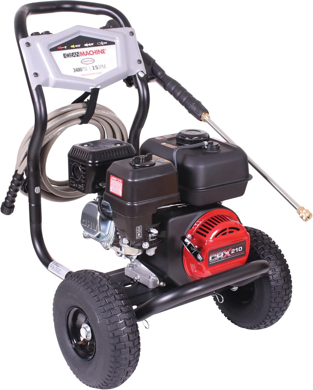 Simpson 3400 PSI Gas Pressure Washer, 2.5 GPM Residential Power Washer, Cold Water, 25' Hose, Clean Machine, 49-State Compliant (CM61083)