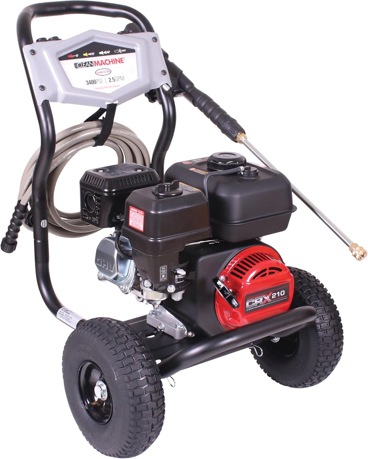 Simpson 3400 PSI Gas Pressure Washer, 2.5 GPM Residential Power Washer, Cold Water, 25' Hose, Clean Machine, 49-State Compliant (CM61083)
