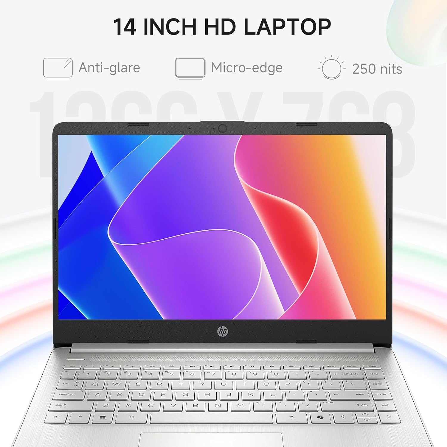 HP 14 Inch Laptop Computer Student Business, Intel Processor N150, 4GB RAM, 384GB Storage(128GB UFS+256GB MSD), Copilot AI, 1-Yr Office 365, Wi-Fi 6, Ultra Light, Windows 11 Pro, Silver, W/Mouse