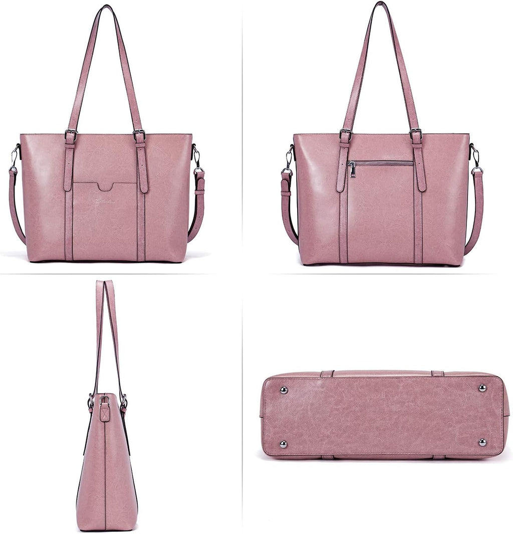 BOSTANTEN Leather Laptop Bag Work Tote for Women Shoulder Handbag Briefcase 15.6 inch Satchel Computer Bag