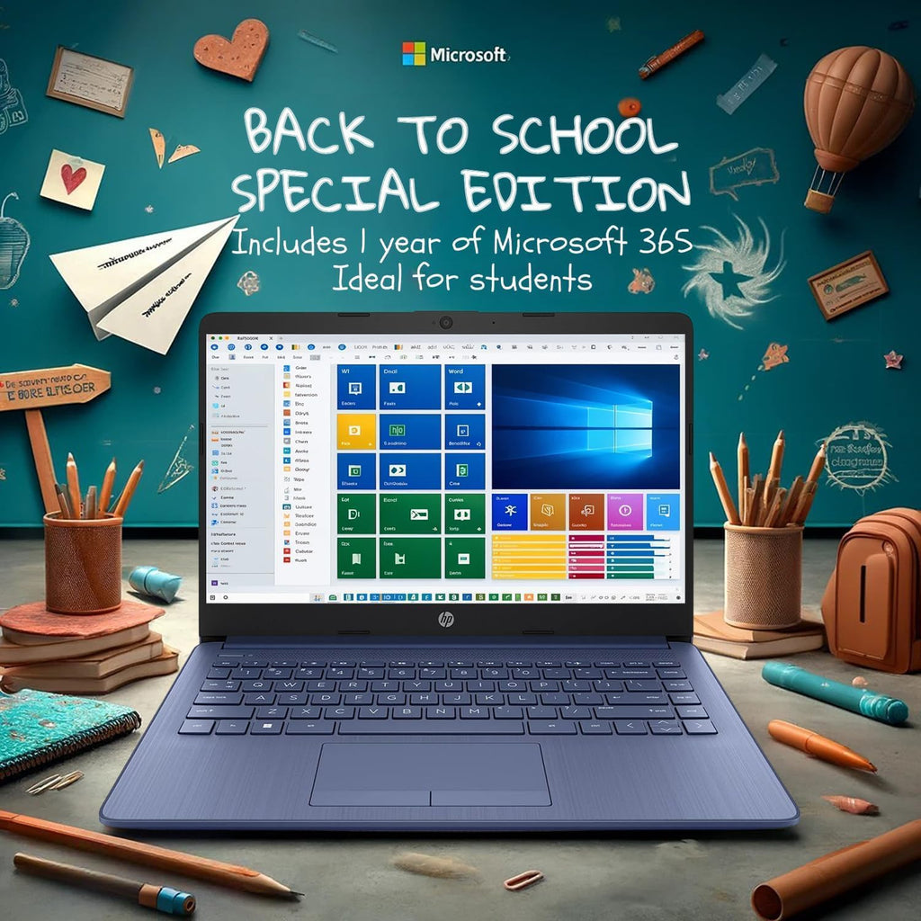 HP 14 Ultrabook • Intel 4-Core CPU • Back to School Limited Edition with Microsoft 365 • 16GB RAM • 1600GB Storage (64GB OnBoard withHP 512GB P500 Portable SSD + 1TB OneDrive) • Win11 Pro • Royal Blue