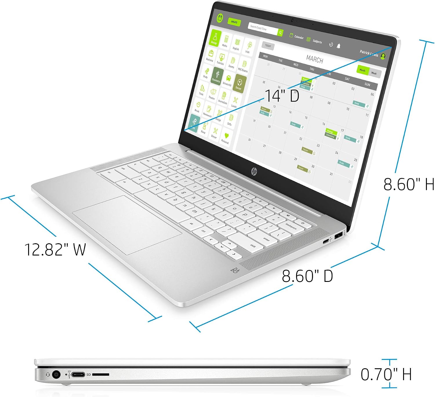 HP Chromebook 14-inch FHD Laptop, Intel Celeron N4000, 4 GB RAM, 32 GB eMMC, Chrome (14a-na0060nr, Ceramic White)