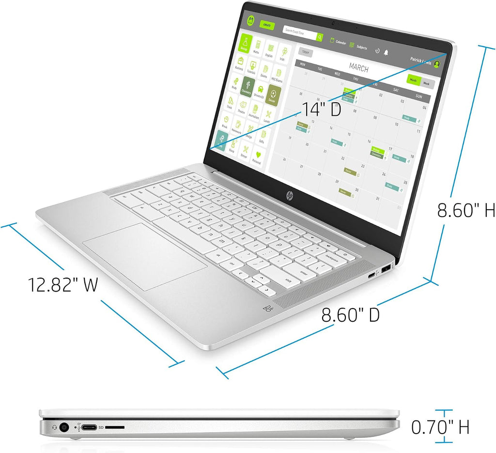 HP Chromebook 14-inch HD Laptop, Intel Celeron N4000, 4 GB RAM, 32 GB eMMC, Chrome (14a-na0020nr, Ceramic White)