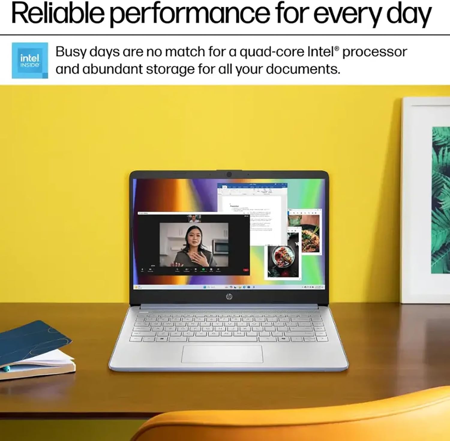 HP Student Business Laptop Computer - Intel Processor N150, 14 inch HD Display, AI-Powered, Lightweight, Windows 11 Pro, Webcam, w/Accessories, 16GB RAM, 256 GB Storage(128GB UFS+128GB MSD), Blue