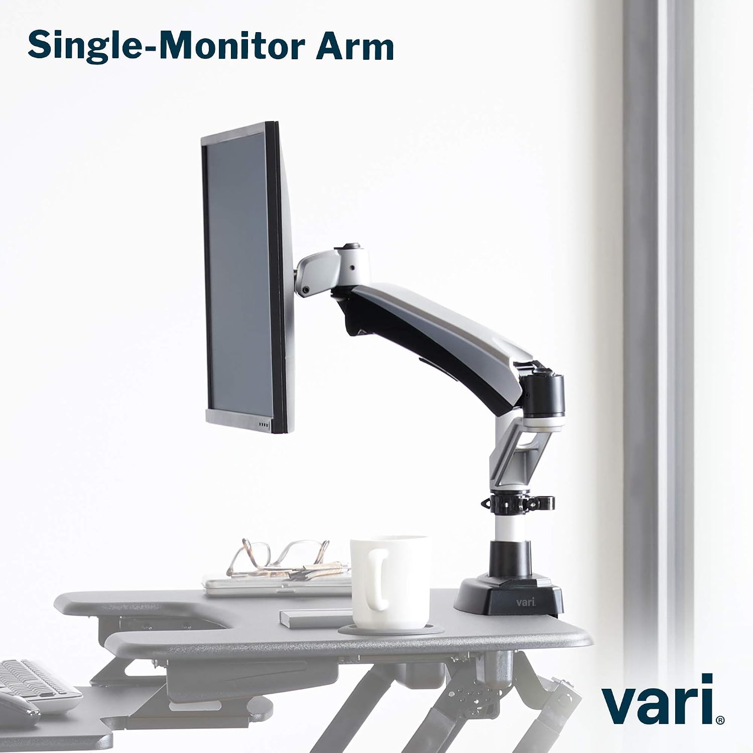 Vari Single Monitor Arm - VESA Monitor Mount w/ 360 Degree Adjustment - Monitor up to 27 inches, 19.8 lbs - Single Monitor Mount with Full Adjustability - Computer Monitor Stand for Home or Office