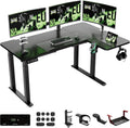 X-Win 63 Inches L-Shaped Electric Standing Desk, Dual Motor Height Adjustable Stand Up Corner Desk, Sit to Stand Workstation, Carbon Fiber Top