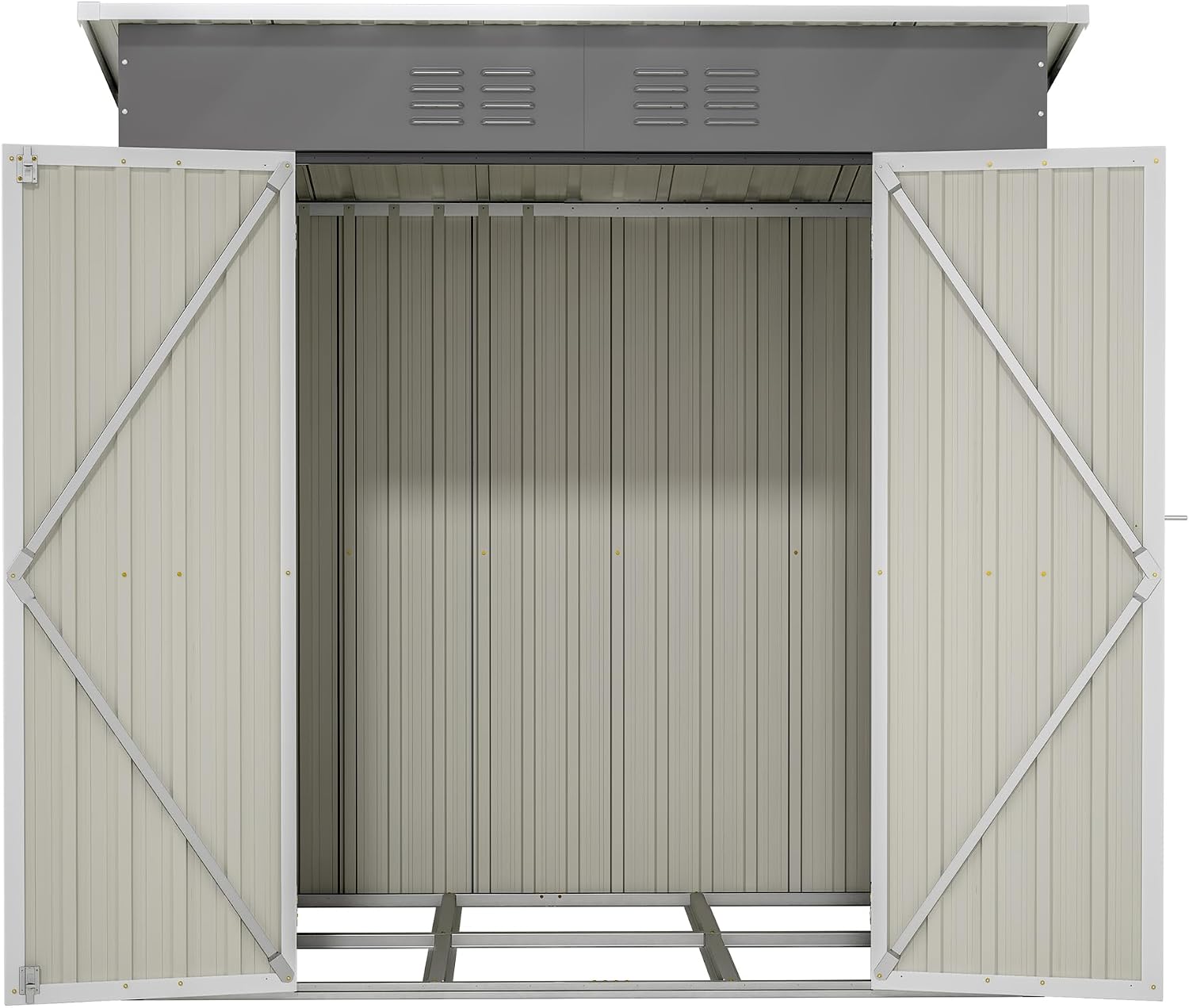 6 x 4 FT Outdoor Storage Shed, Metal Garden Shed with Floor Frame, Small Tool Sheds Outdoor Storage with Lockable Sliding Doors & Air Vents, Storage House Waterproof for Backyard, Lawn, Grey