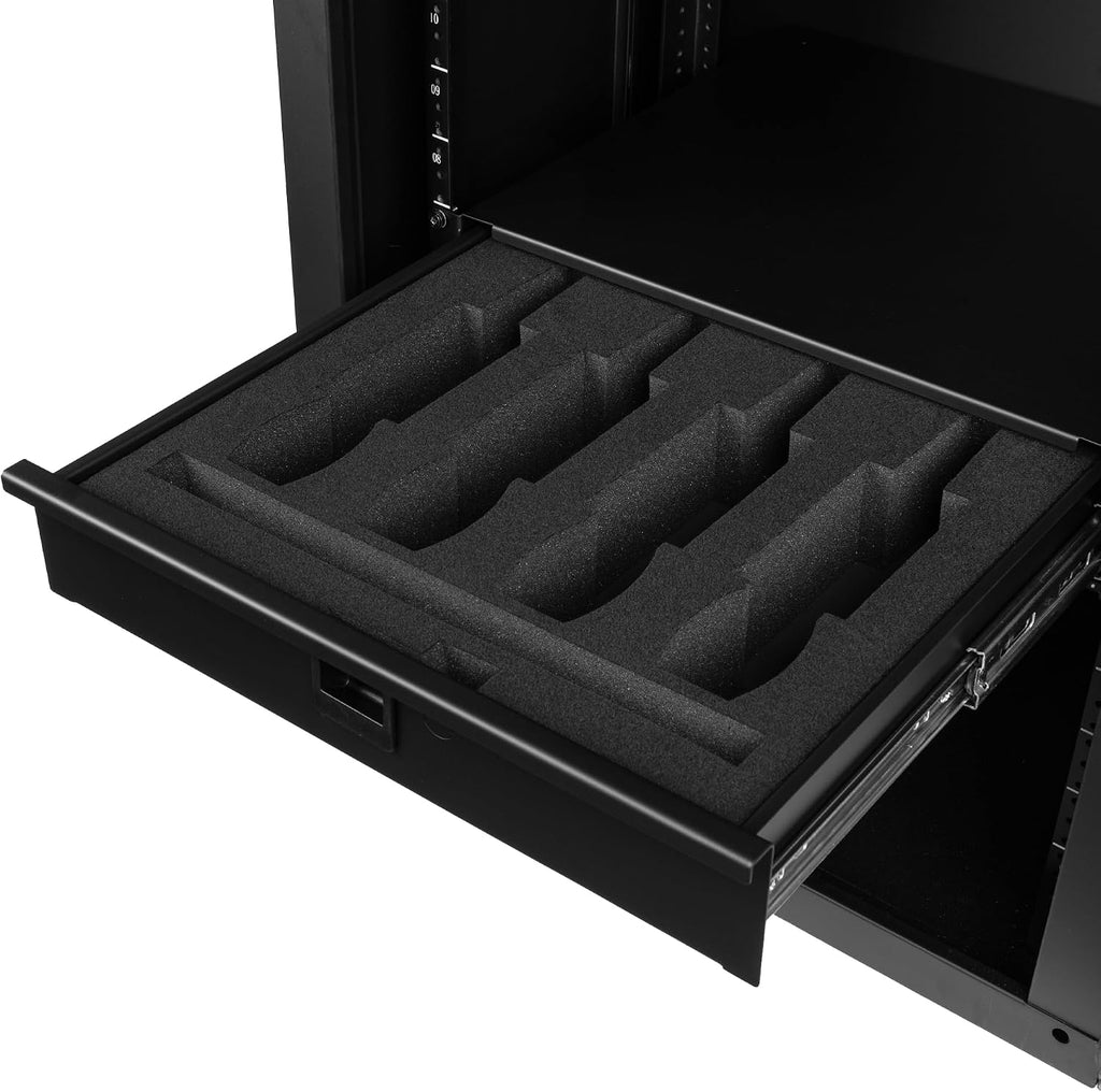 Gator Rackworks Wireless Microphone Rack Mount Drawer - Fits 4 Wireless Microphones and Body Packs, 2U Design (GRW-DRWWRLSS)