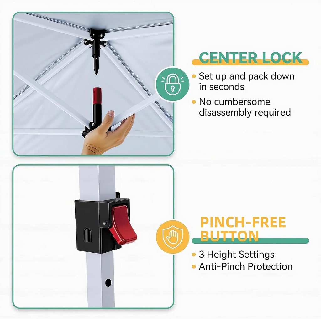 COBIZI 10x10 Pop up Canopy Tent, 10 by 10 Easy Setup Pop up Gazebo with 4 Sidewalls & Center Lock, Small Portable Instant Waterproof Outdoor Tent Canopy for Patio Backyard Vendor Event Sports (Gray)