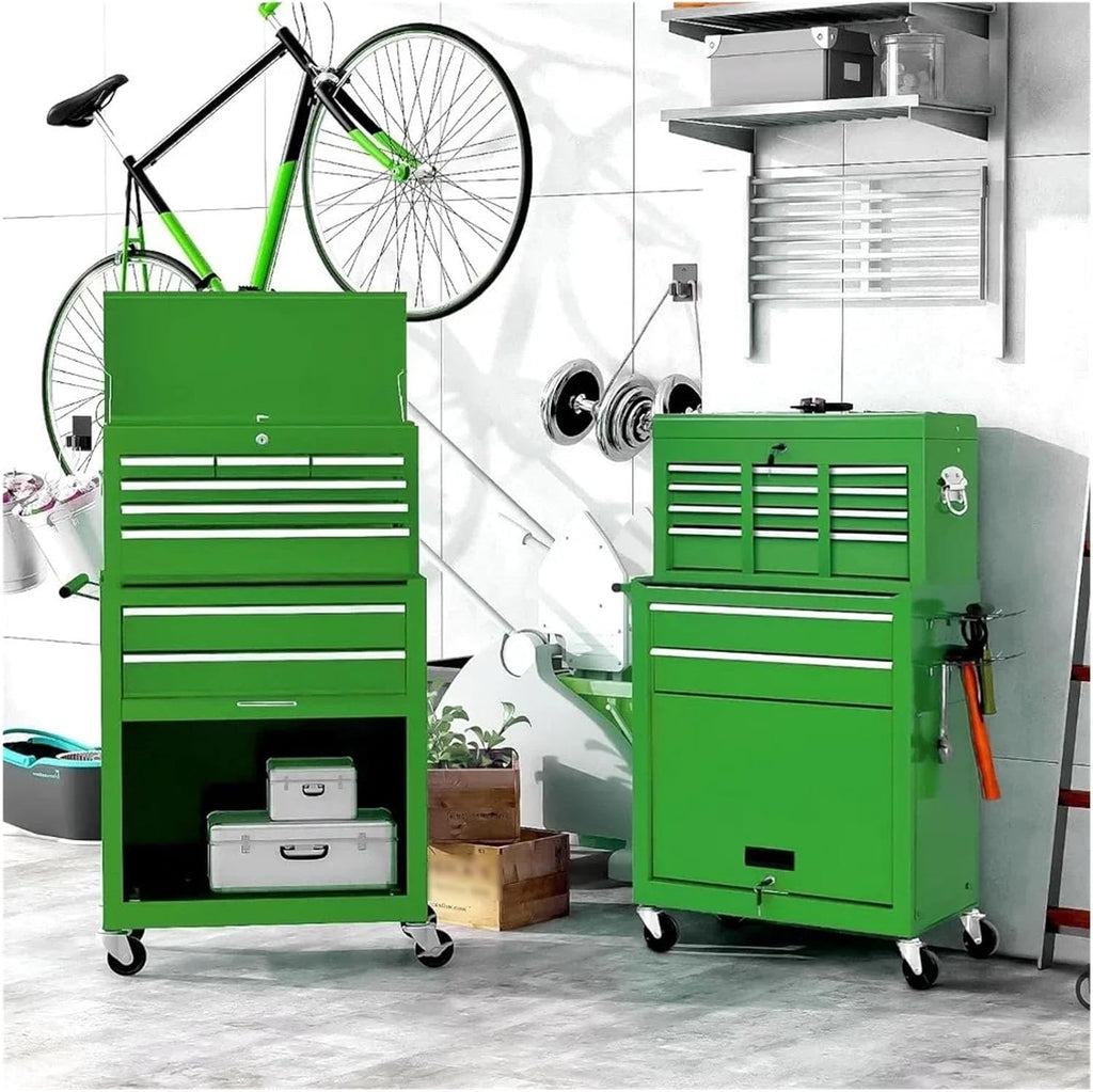 Multifunctional Rolling Tool Chest, 8-Drawer Tool Box, 2 in 1 Detachable Tool Chests & Box, Portable Steel Tool Cabinets w/Lockable Wheels & Sliding Drawers for Warehouse, Garage for Garage