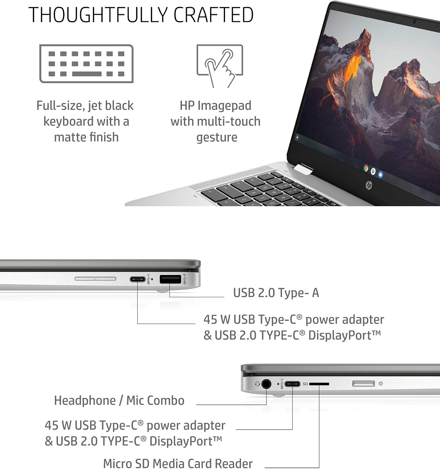 HP Chromebook x360 14a Laptop - Dual Core Intel Celeron N4020-4 GB RAM - 32 GB eMMC Storage - 14-inch HD Touchscreen - Google Chrome OS - Lightweight and Long Battery Life (14a-ca0010nr, 2020)