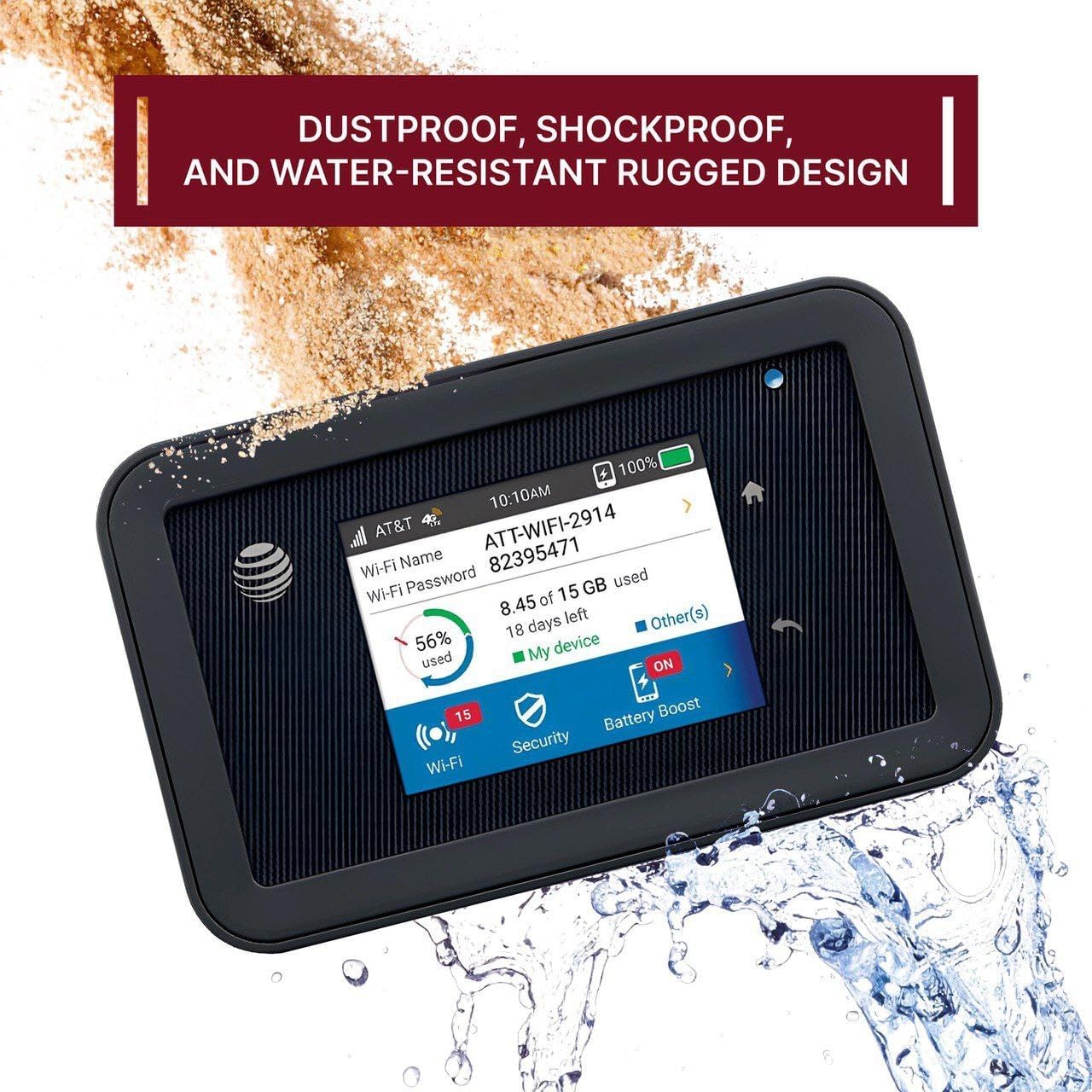 AT&T Unite Explore AC815S, Unlocked Rugged 4G LTE Mobile Hotspot, Up to 450 Mbps, IP65 Water & Dust Resistant, 22hr Battery, Dual-Band WiFi (15 Devices), Travel WiFi, EVDO-LINK Bundle (Budget)