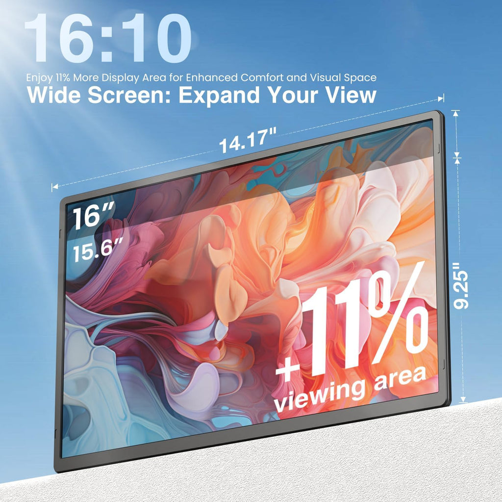 FLYTOCCA 16' Laptop Screen Extender, Updated 1200P FHD Portable Monitor with 16:10 Aspect Ratio Screen, Rotation Detachable Screen, Laptop Monitor Extender Compatible with Windows, Mac, Chrome
