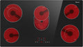 Electric Cooktop 36 Inch 5 Burners,220~240V,Built in Electric Stove Top,8400W Radiant Ceramic Cooktop with Hardwired,Touch Control,Child Lock,Dual-Ring Heating,Expandable Zones