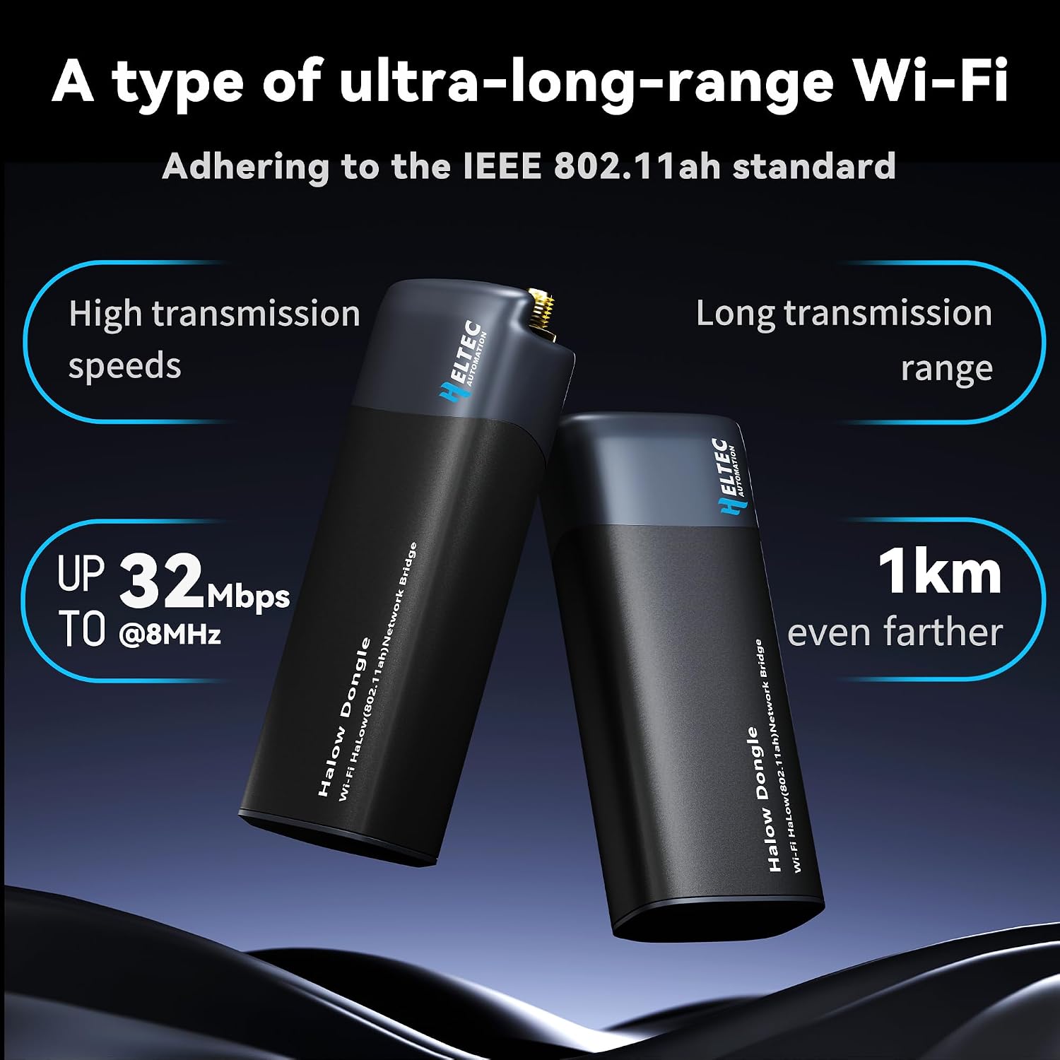 Heltec Wi-Fi HaLow Dongle WiFi Extender Signal Booster Wireless Bridge 802.11ah Network Booster Long Range Wireless Access WiFi Extender Ethernet Bridge Repeater (AP+STA Pair Set)