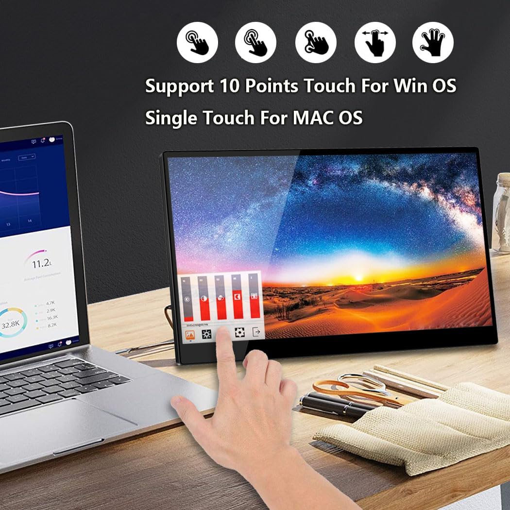 OLED Portable Monitor- 4K Portable Laptop Display 15.6 Portable Gaming Monitor 100% DCI-P3 OLED Screen with HDMI/USB-C External Touchscreen for Phone PC Laptop Game Console