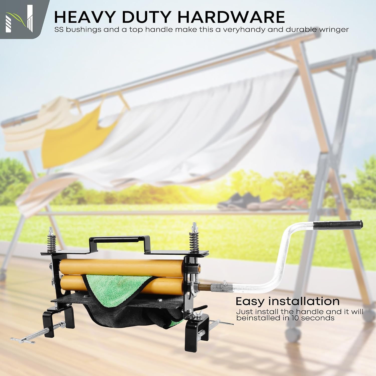 Heavy Duty Clothes Wringer, Hand Crank Laundry Wringer for Efficient Water Extraction, Perfect for Towels, Chamois, Sponges & Portable Washing Machines