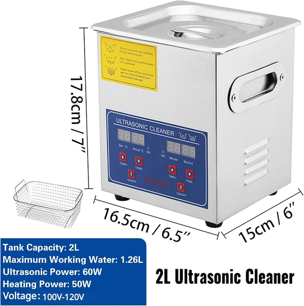 2-30L 110 Ultrasonic Cleaner with Digital Timer Heater Stainless Steel Ultrasound Washing Machine Home Appliances(2L-60W-110)