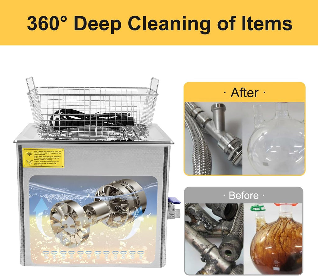 30L Ultrasonic Cleaning Machine,28/40khz Dual Frequency Ultrasonic Washing Machine,0-176℉ Adjustment Instrument Cleaner for Jewelry Glasses (10L)