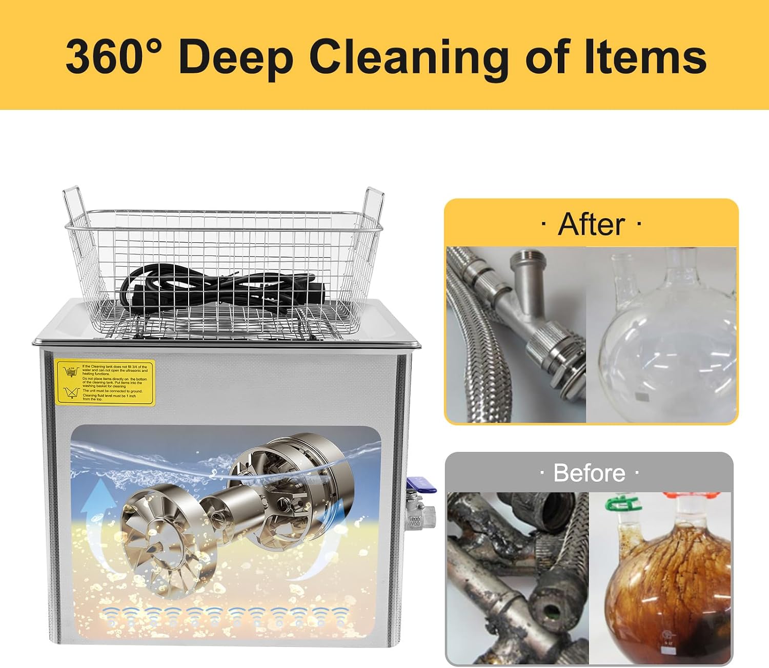 30L Ultrasonic Cleaning Machine,28/40khz Dual Frequency Ultrasonic Washing Machine,0-176℉ Adjustment Instrument Cleaner for Jewelry Glasses (10L)