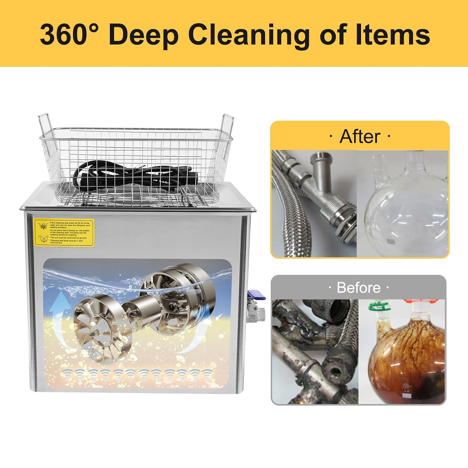 Ultrasonic Washing Machine, Dual Frequency Commercial Professional Ultrasonic Washing Machine, Stainless Steel Jewelry Cleaner with Heater and Timer for Jewelry Watch Dental (10L)