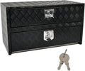 36'' Inch Black Aluminum Underbody Truck Box w/Drawer & Lock T-Handle Latch Key 36 x 18 x 20 Inch Truck Tool Box Job Box For Storage & Organization