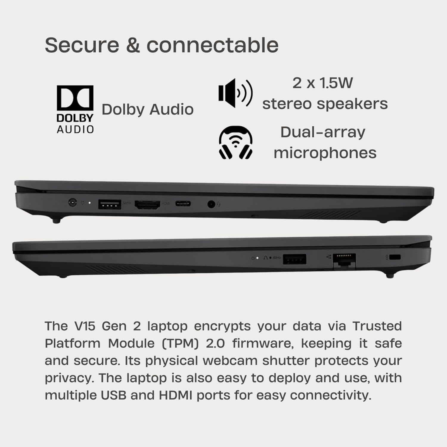 Lenovo V15 Series Laptop • 8GB RAM • 768GB Storage (256GB SSD + 512GB External) • 15.6 FHD Display w/Low-Blue Light • Intel Processor • HDMI • Ethernet Port • Windows 11 Pro • w/WOWPC Bundle