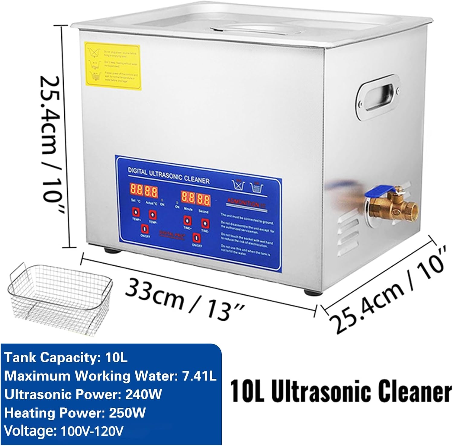 2-30L 110 Ultrasonic Cleaner with Digital Timer Heater Stainless Steel Ultrasound Washing Machine Home Appliances(10L-240W-110)