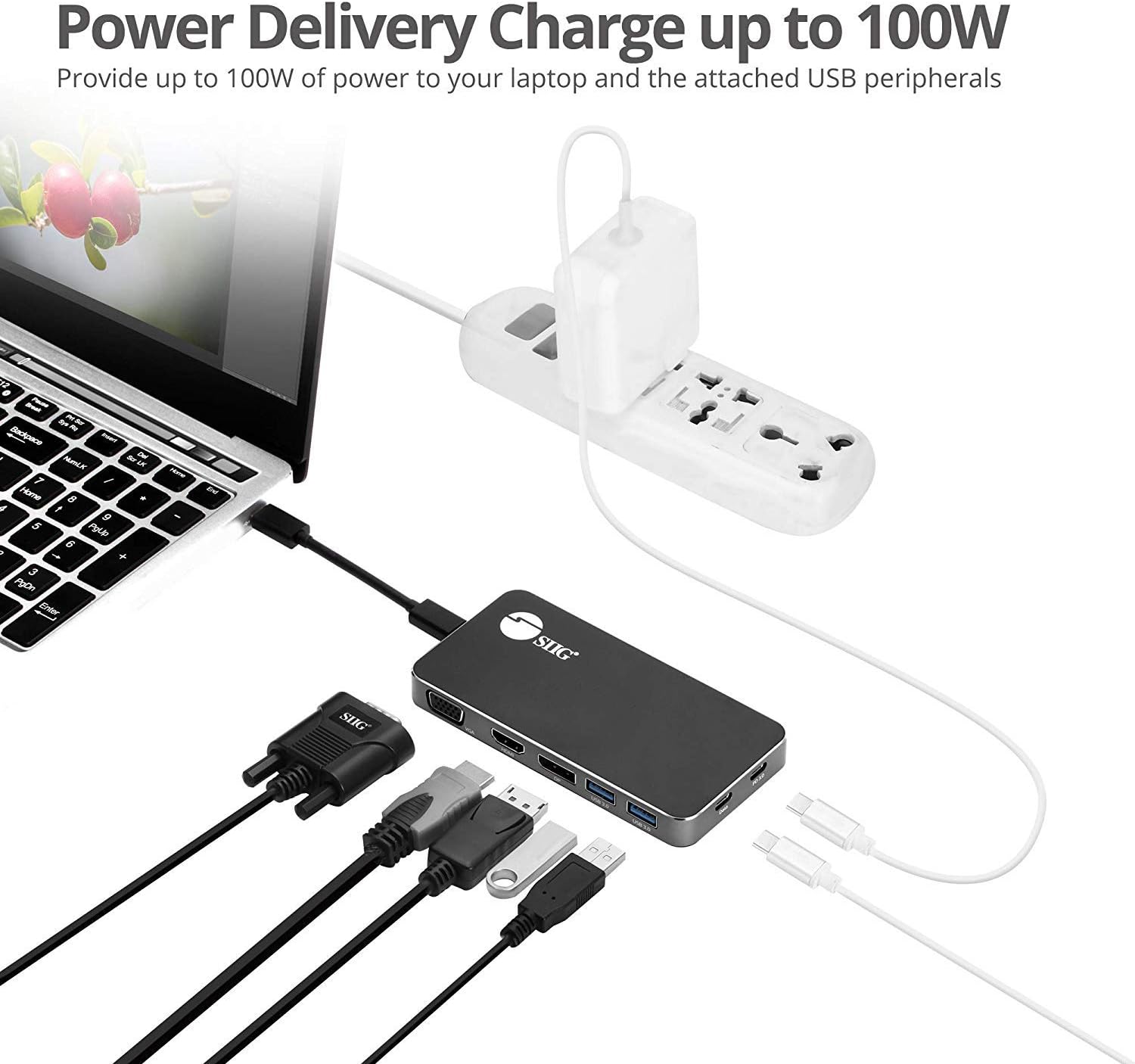 SIIG 4K USB-C MST Laptop Docking Station Thunderbolt 3 Compatible with 100W PD Supports Windows & Chromebooks, Mac M1/M2/M3 Pro/Max for Single Extend Video Output only
