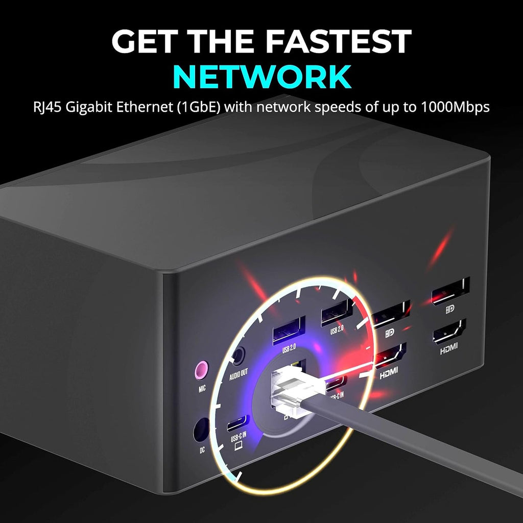 SABRENT USB C Docking Station, Dual 4K@60Hz DisplayLink Dock, 85W Charging, 10Gbps USB-C & USB-A, Gigabit Ethernet, SD/microSD, Audio, Compatible with Windows, Mac, ChromeOS & More (DS-UICA)