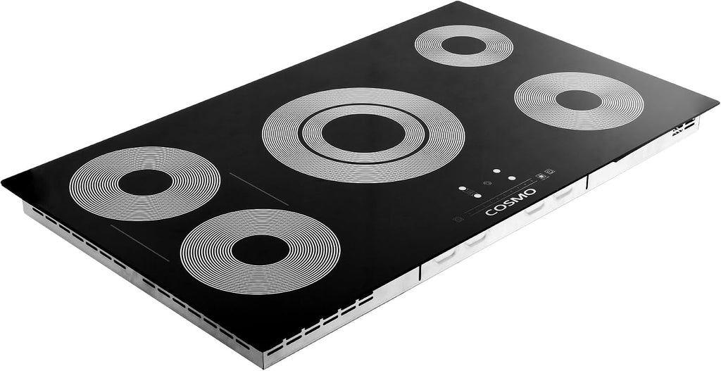 COSMO 36 in. Electric Ceramic Glass Cooktop with 5 Burners, Triple Zone Element, Sync Burners, Hot Surface Indicator Light and Touch Controls