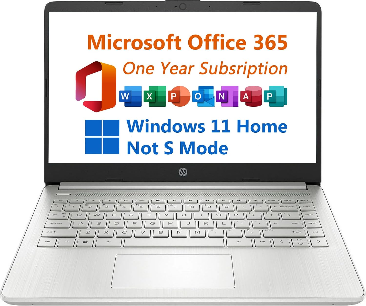 HP 14' Laptop, One Year Office 365 Included, Intel 4-Core N4120 Processor 2.6 GHz, 11 Hours Long Battery Life, 32GB RAM, 128GB eMMC Storage + 128GB Micro SD Card, USB-C, Windows 11 Home (NOT S Mode)