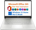 HP 14' Laptop, One Year Office 365 Included, Intel 4-Core N4120 Processor 2.6 GHz, 11 Hours Long Battery Life, 4GB RAM, 128GB eMMC Storage + 128GB Micro SD Card, USB-C, Windows 11 Home (NOT S Mode)