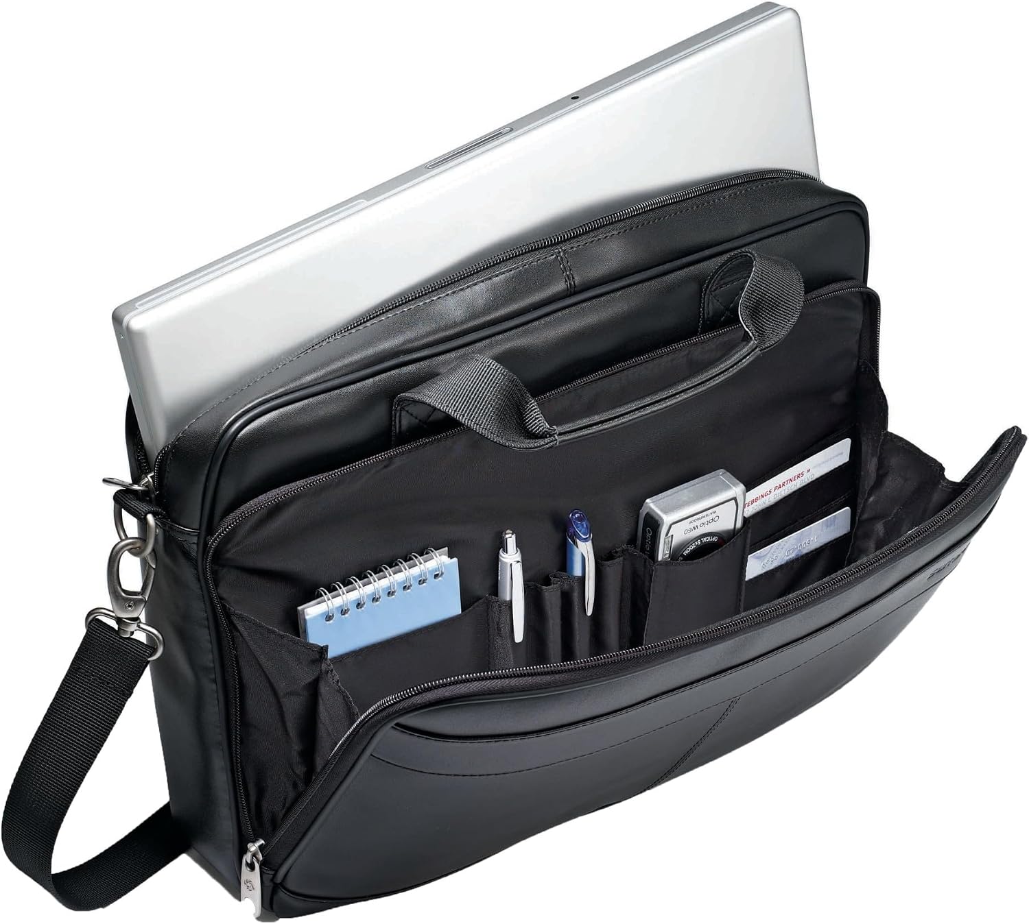 Samsonite Leather Slim Briefcase, Black, 16 Inch