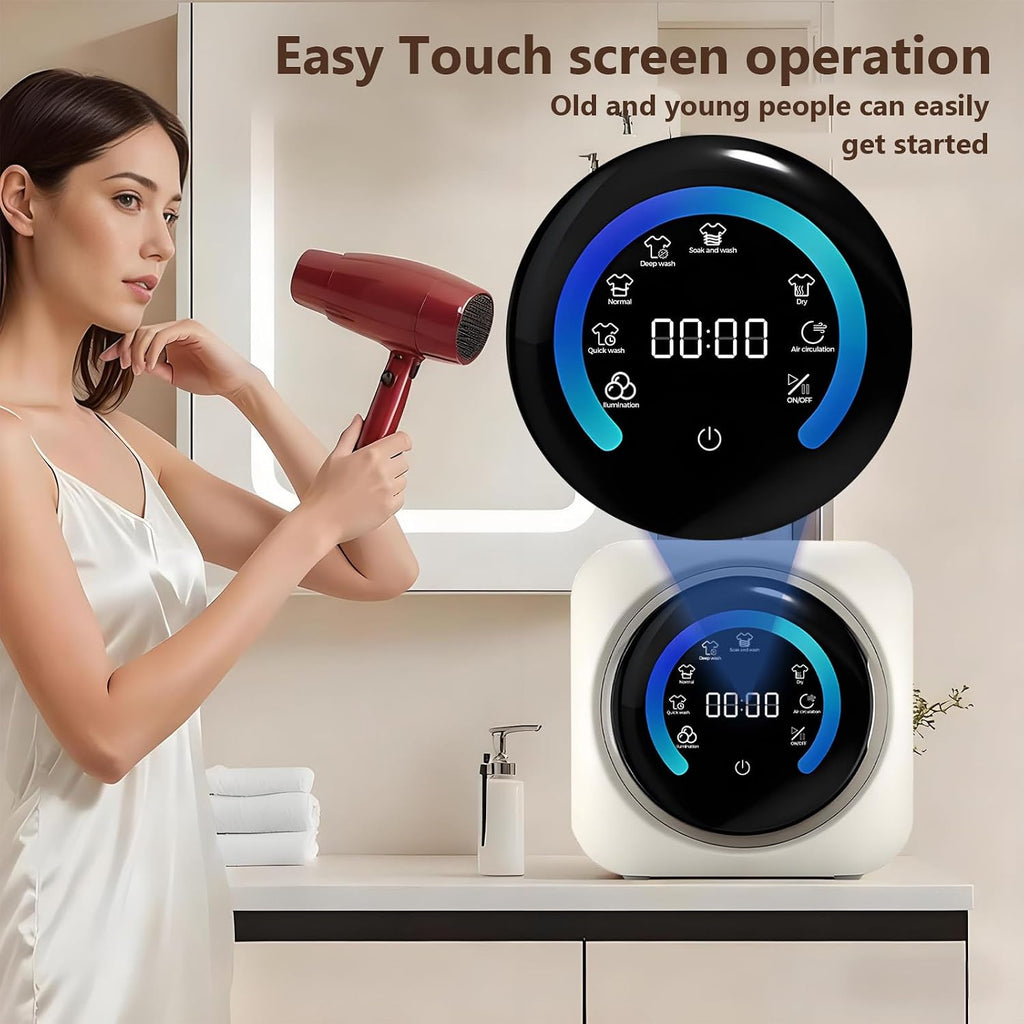 BANGBANGJI 2-in-1 Mini Portable Washer and Dryer Combo, 3.5L Compact Dryer, with LCD Control Panel, Washing Capacity 0.3kg for Small Items of Clothing, Underwear, and Socks WallMount