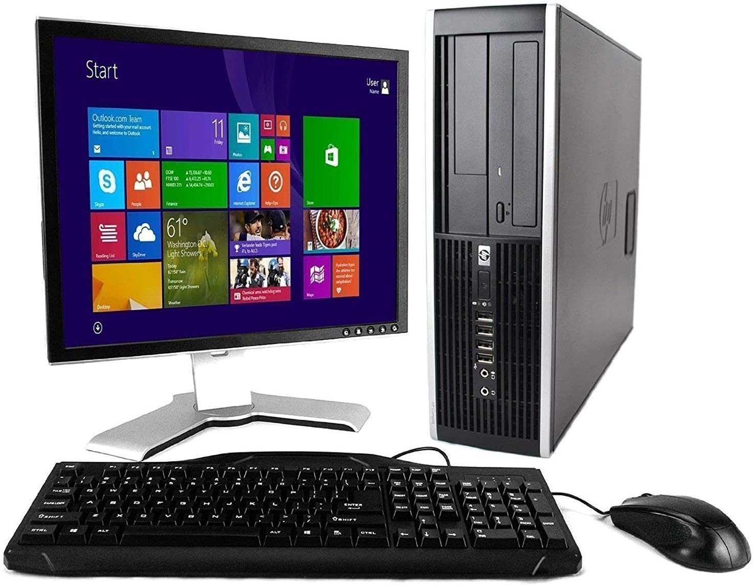 HP Desktop Computer Package with 19in Monitor(Brands May Vary) (Core I5 Upto 3.4GHz,4GB,250GB,WiFi,VGA,DP,DVD,Windows 10-Multi Language-English/Spanish/French) (CI5)(Renewed)