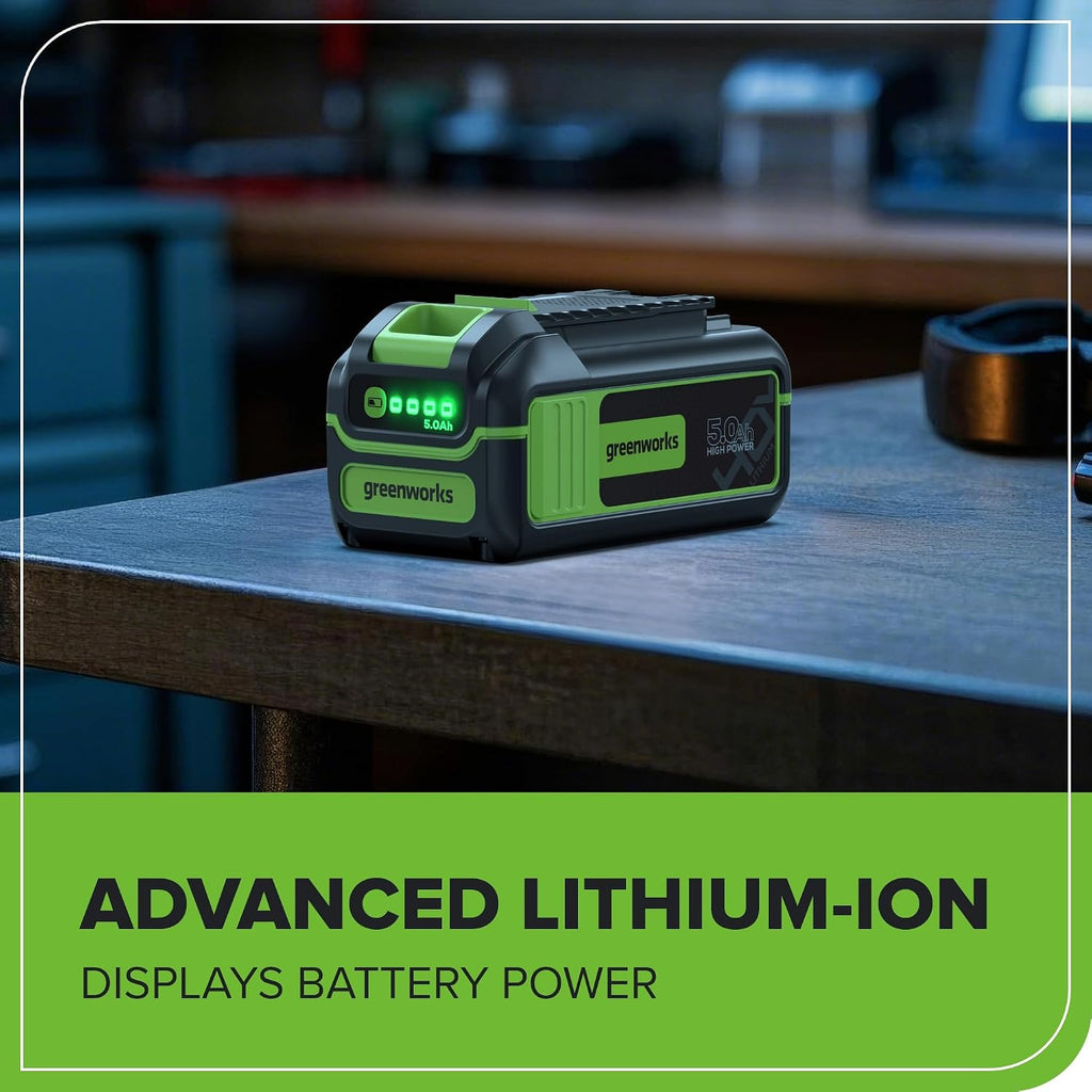 Greenworks 40V 5.0Ah Lithium-Ion High-Power Battery, Upgraded with 22% Power Boost (Genuine Battery / 75+ Compatible Tools)